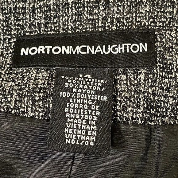 Norton McNaughton Women’s Tweed Fringe Blazer Jacket Black/White Size 14 - Picture 10 of 12